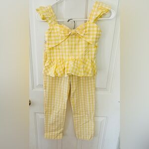 Janie and Jack Yellow Gingham Kids Matching Set